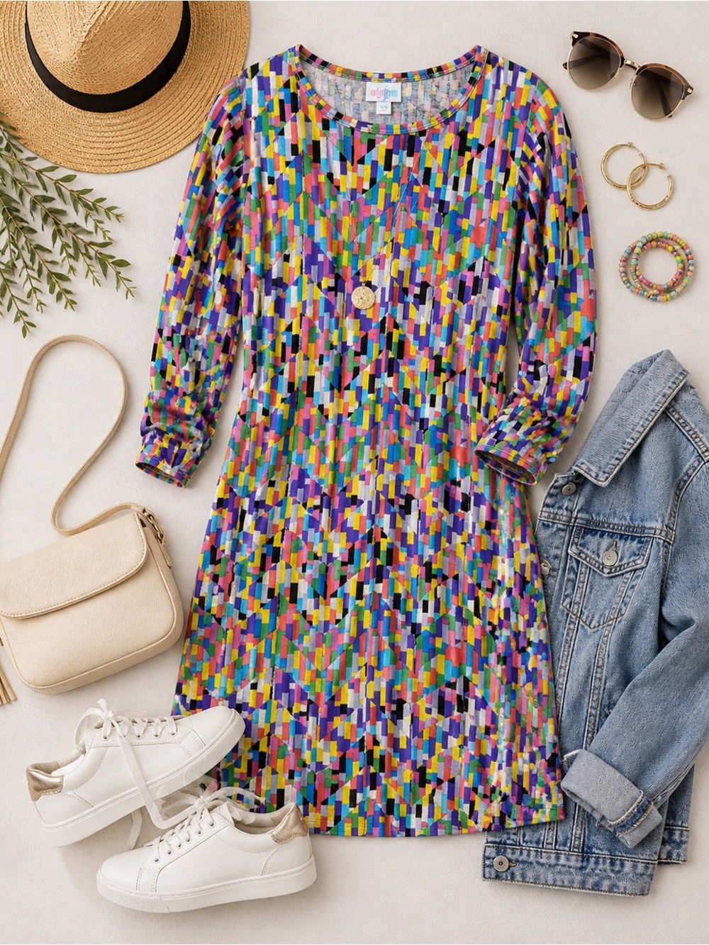 NWOT LulaRoe Debbie long sleeve rainbow color dress size xxs midi never …